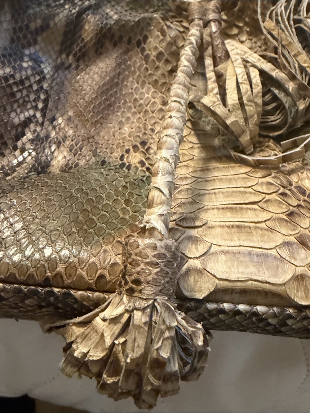 Python-Pattern Drawstring Tote Bag in Tan - Picture 5 of 13